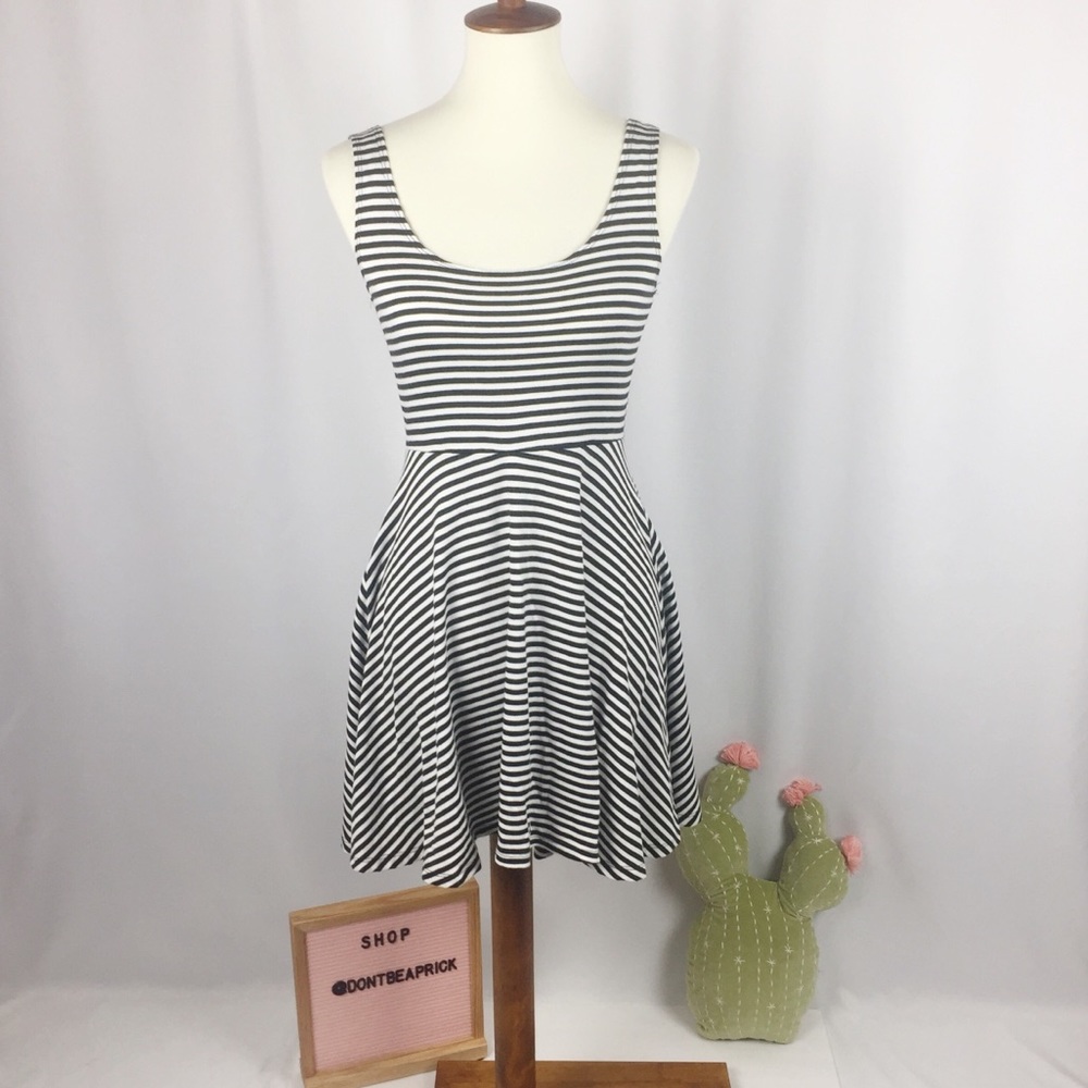 Sparkle & Fade: Black and White Striped Dress (S)